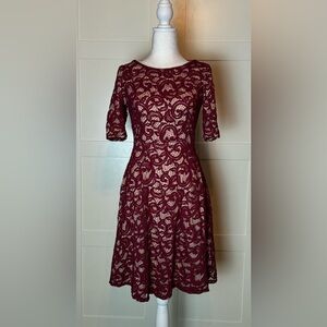 Mikarose lace dress - cranberry/burgundy - size S